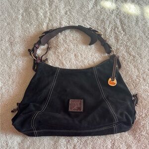Dooney & Bourke Black Hobo Bag with Brown Accents